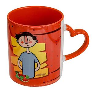 ماگ ماه تولد قرمز دسته قلبی طرح پسر تیری