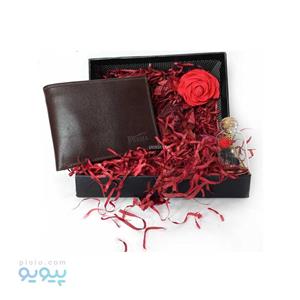 پک ولنتاین با کیف پول مردانه قهوه ای کد pp132