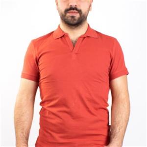 تیشرت نخی ساده مردانه نارنجی روشن