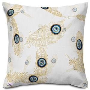 کوسن مخمل پر طاووس طلایی