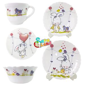 سرویس غذاخوری کودک آرکوپال 5 تکه طرح خرگوش و فیل