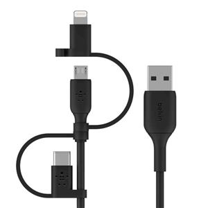 کابل تبدیل USB به C لایتنینگ MicroUSB بلکین مدل CAC001bt1MBK BOOST طول 1 متر 