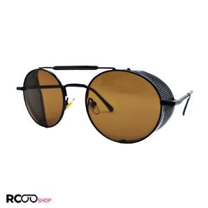 عینک آفتابی گرد فانتزی با عدسی قهوه ای و محافظ توری کنار لنز مدل 210