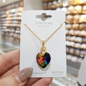 گردنبند زنانه ژوپینگ نگین سواروسکی مدل قلب هفت رنگ