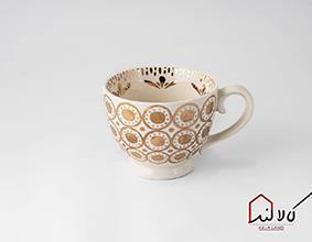 فنجان سرامیکی سفید طلایی
