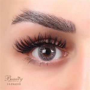 لنز رنگی فصلی 500 ساعته بیوتی beauty کد 14-FAA310 هاله دار و رگه دار طوسی عسلی روشن