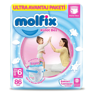 پوشک مولفیکس شورتی سایز 6 بسته 86 عددی