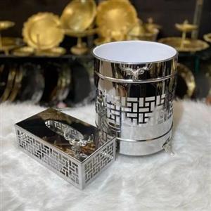 سطل و جا دستمال استیل لیزری