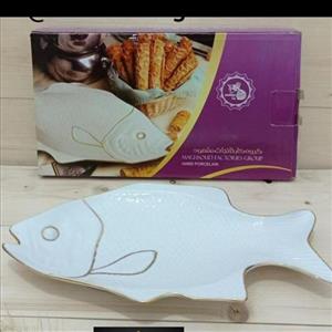 دیس ماهی متوسط ست 2عددی جنس چینی مقصود خط طلا