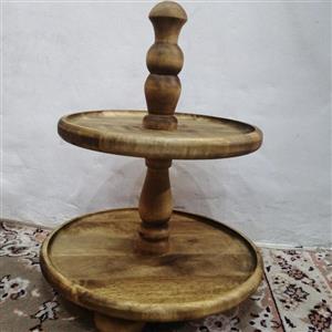 شیرینی خوری دو طبقه چوب گردو 