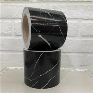 برچسب قرنیز  25 متری طرح سنگ مرمر مشکی براق کد 8011 (عرض 10 سانتیمتر)