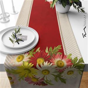 رانر طرح گل ژربرا - سایز 40 در 140 سانتیمتر - جنس دو رو مخمل پورش - کیفیت عالی