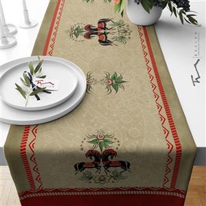 رانر طرح اسب خوش خرام -  40 در 140 سانتیمتر - جنس دو رو مخمل پورش - کیفیت عالی