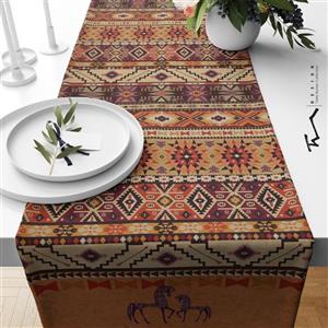 رانر طرح  جاجیم قشقایی - سایز 40 در 140 سانتیمتر - جنس دو رو مخمل  درجه یک پورش