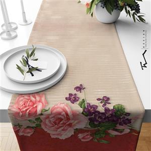 رانر طرح گل رز صورتی - سایز 40 در 140 سانتیمتر - جنس دو رو مخمل  درجه یک پورش