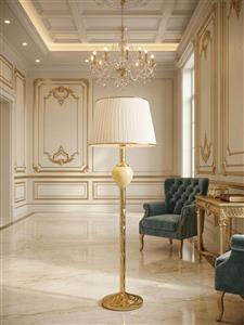 آباژور ایستاده کنارسالنی مدرن و کلاسیک دیوا