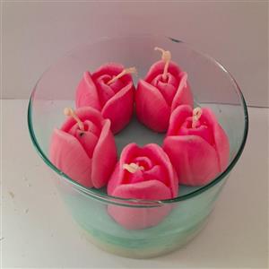 شمع تزیینی دستساز طرح باکس غنچه ی گل رز گالری زیبا(انتخاب رنگ گلها بر عهده ی مشتری)