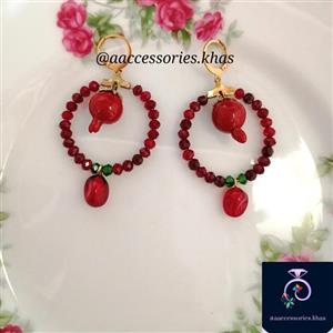 گوشواره استیل انار حلقه ای ویژه شب یلدا زیورآلات بدلیجات اکسسوری دستبند