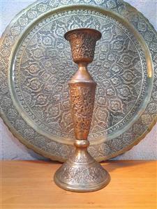 شمعدان قدیمی برنجی قلم دست