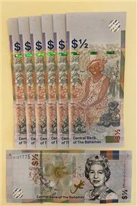 اسکناس تک بانکی 12 دلار باهاما با تصویر ملکه 