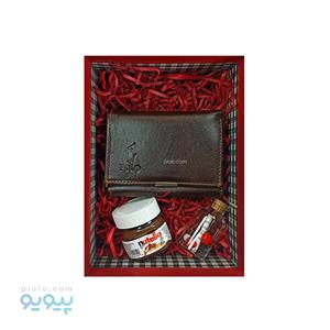 پک کادو ولنتاین کیف پول مردانه چرم طبیعی پولو