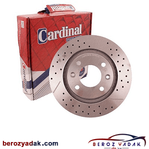 دیسک ترمز چرخ جلو کاردینال مدل سوراخ دار مناسب برای 206 تیپ دو  بسته 2 عددی