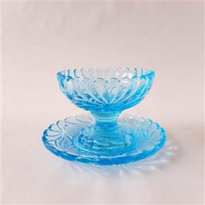 نقل خوری بلور آنتیک طرح دوپیچ رنگ آبی مدل روسی قدیمی