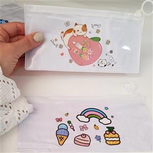 جامدادی طلقی شفاف،5طرح مختلف داره،مناسب برای 7الی 8خودکار