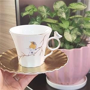 سرویس چای خوری 6نفره آنجلا مدل پرنده طلایی 