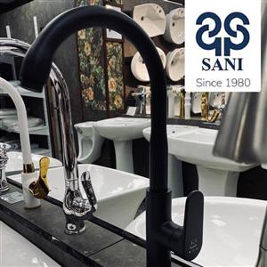 شیر ظرفشویی مشکی مات سنی علم بلند کروم سفید کروم مات