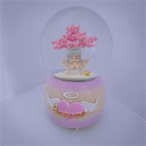 گوی پمپی بزرگ طرح فرشته  (برف، نور،موزیک)