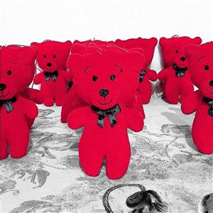 عروسک خرس آویز عمده کوچک ولنتاین (12 تایی) پوزه چسب (قرمز 11 سانتی) مناسب باکس و شیشه کادویی