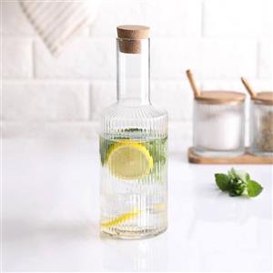 بطری آب شیار دار با در پوش چوب پنبه ای