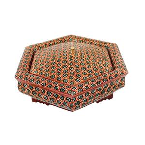 شکلات خوری سه درب پایه دار تاج دار توراش خاتم کاری(طرح 21 سیم) 