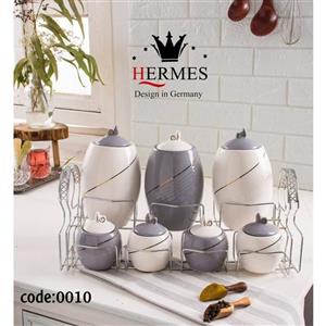 پاسماوری 8پارچه برند هرمس کد 0010 سفید و طوسی