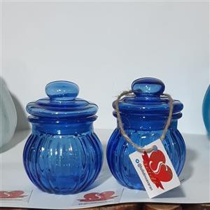 🌷قندان و شکلات خوری  صدفی 🌷تولید شده با بلور آبی کبالتی بسیار زیبا و شکیل