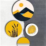 دیوارکوب سفالی مدل طبیعت و کوهستان رنگ زرد