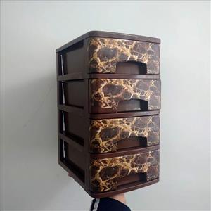 فایل کشویی (دراور 4 کشویی )  طرح ماربل قهوه ای مناسب برای وسایل کوچک از جمله جاقاشقی و ...