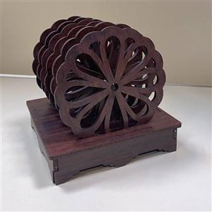 زیر لیوانی گردویی ام دی اف 3 میل با پایه