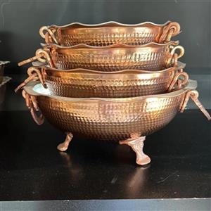 کاسه 3 پایه گوشواره دار سایز4 قطر 28 ارتفاع 12