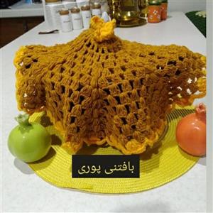 یک جفت رو میزی گرد قلاب بافی مدل شش گوشه مناسب روی قابلمه