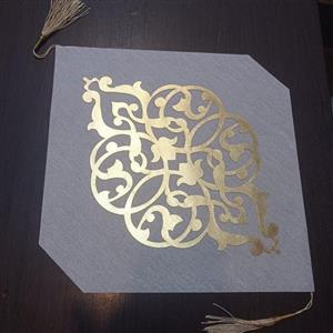 عسلی مخمل چرم تک مدل رومی سایز 30*30 منگوله دار