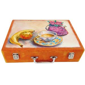 جعبه چوبی مدل چمدان بزرگ طرح  هنری 008