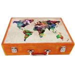 جعبه چوبی مدل چمدان بزرگ طرح  نقشه جهان 003