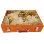 جعبه چوبی مدل چمدان بزرگ طرح  نقشه جهان 002