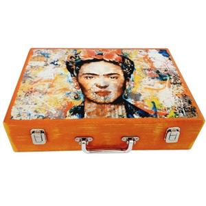 جعبه چوبی مدل چمدان بزرگ طرح فریدا 001