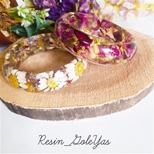 النگوی تمام رزینی با گل شیپوری بنفش به قطر 7 سانت قابل شستشو