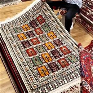 قالیچه ذرع و نیم دستبافت ،در طرح های بی نظیر ترکمن ، ،پشم درجه یک ترکمن