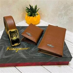 پک هدیه کیف و کمربند مردانه چرم مصنوعی اعلا