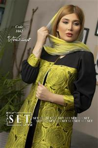 مانتو مزون دوز مجلسی مدل گلپوش رنگ زرد برند SET